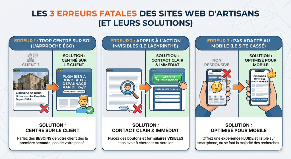 infographie 3 erreurs site des artisans